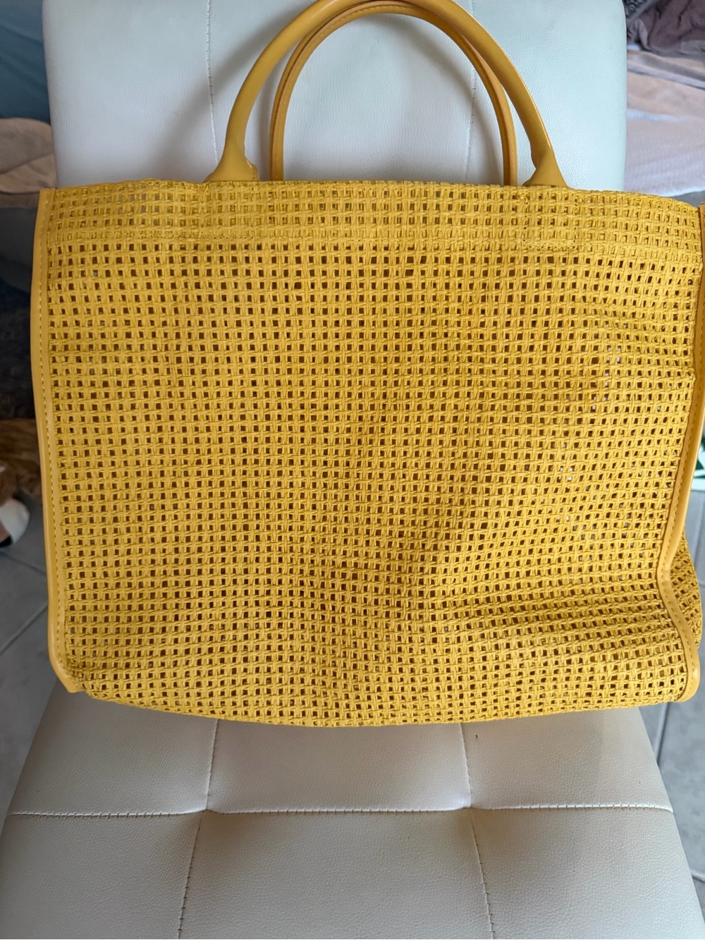 Lancome Yellow Woven Tote - Picture 2 of 7